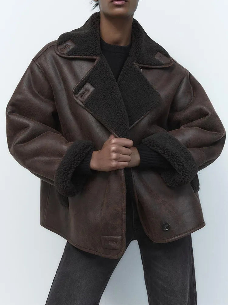 Stylish Leather Jacket Women's Vintage Look