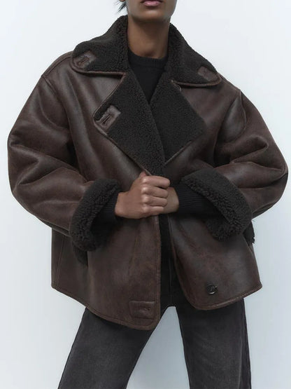 Stylish Leather Jacket Women's Vintage Look