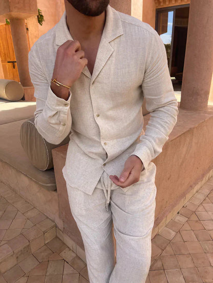 Elegant Linen Shirt Men Classic Style