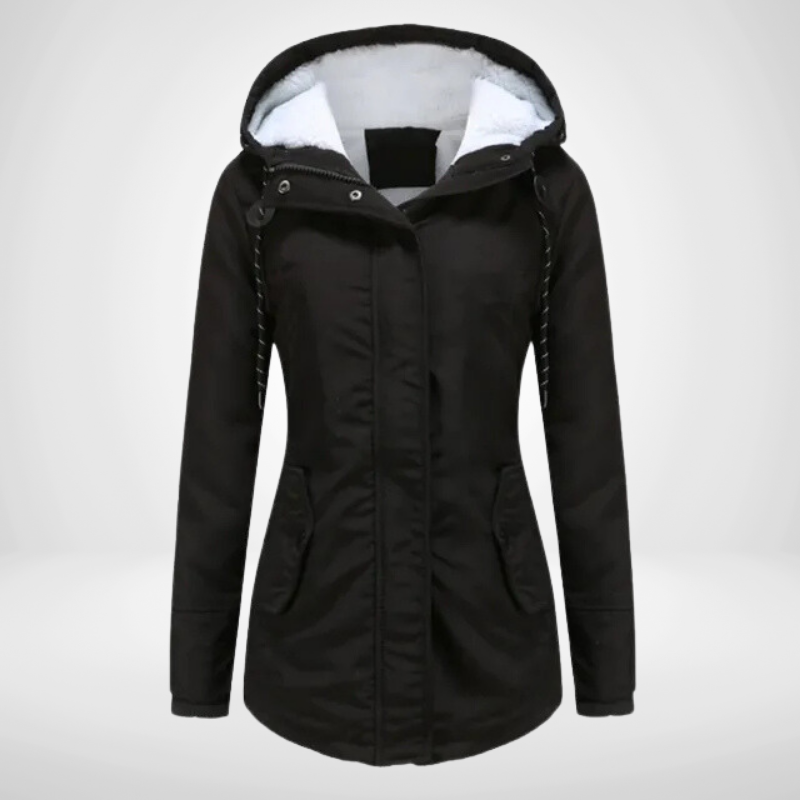 Damen Winterjacke Kapuze Fleece Isoliert - IdealeKleiden