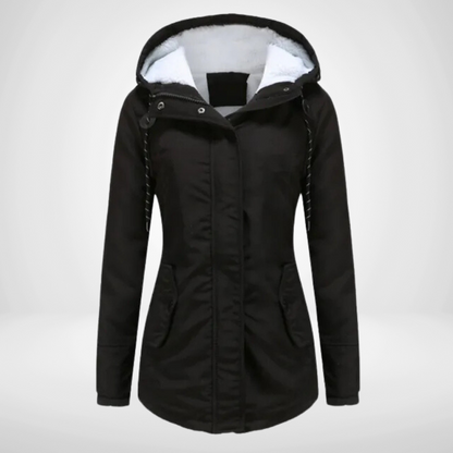 Damen Winterjacke Kapuze Fleece Isoliert - IdealeKleiden