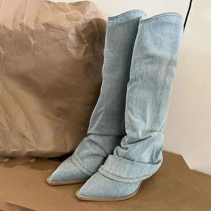 Blue Denim Thigh-High Trendy