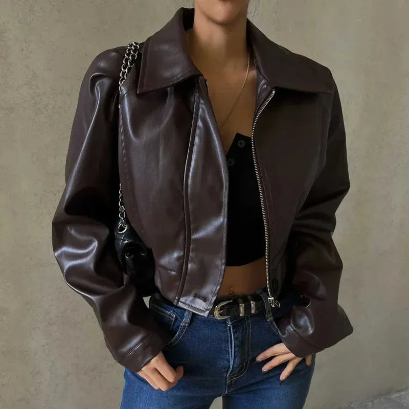 Oversized Leather Jacket Plus Size Women