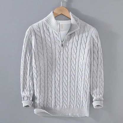 Classic Knit Sweater Warm Cotton Half-Zip