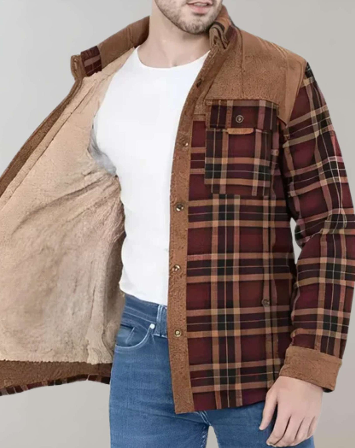 Warmes Flanellhemd Herren Kariert Fleece - IdealeKleiden