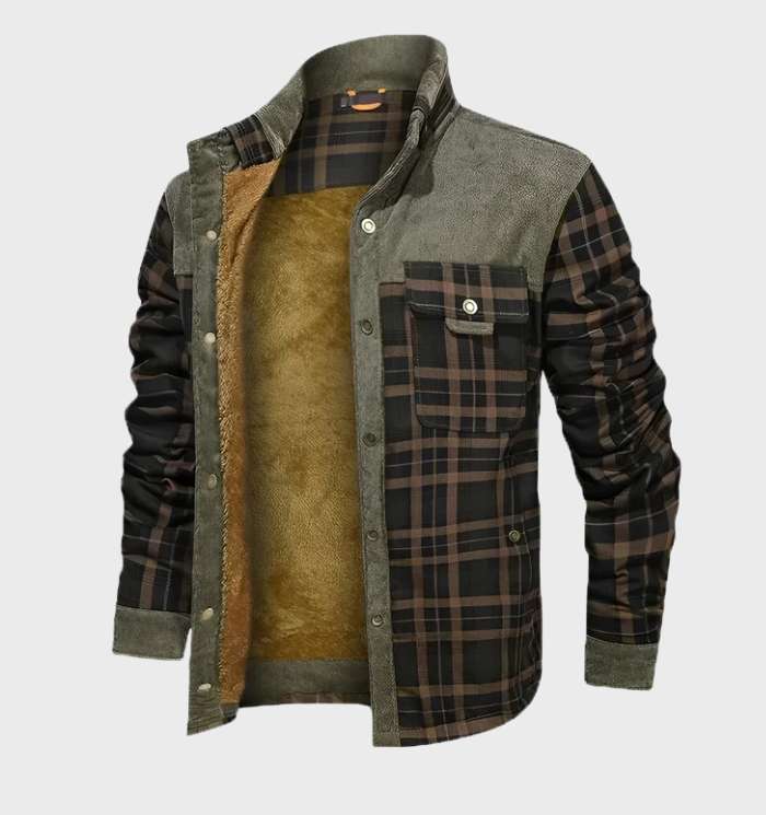 Warm Flannel Shirt Men's Plaid Fleece