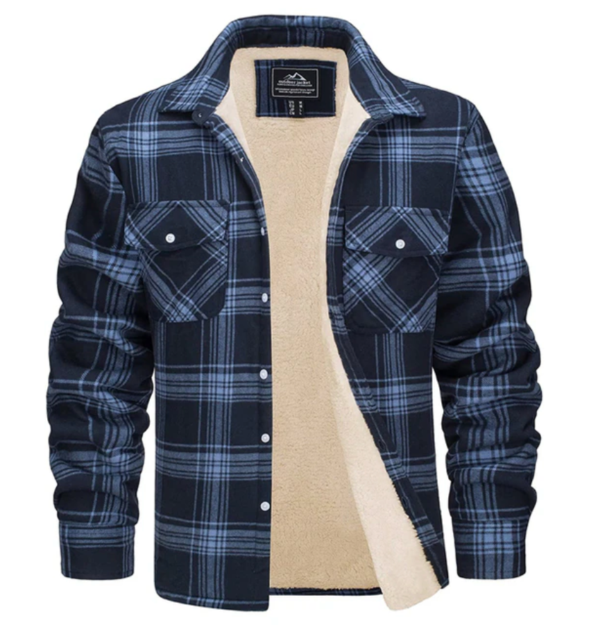 Men's Flannel Fleece Warm Plaid Shirt