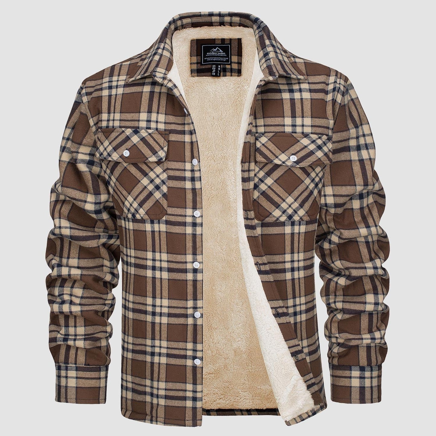Men's Flannel Jacket Plaid Warm Fleece Winter Jacket