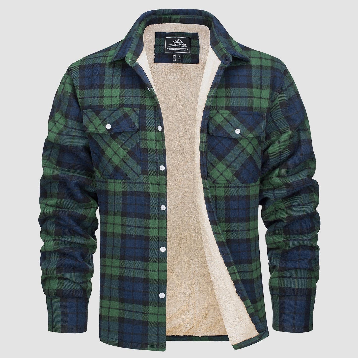 Men's Flannel Jacket Plaid Warm Fleece Winter Jacket