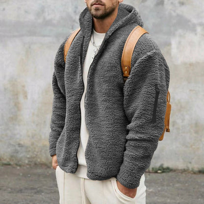 Men's Warm Fleece Teddy Hoodie with Zipper