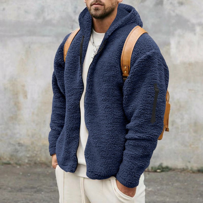 Men's Warm Fleece Teddy Hoodie with Zipper