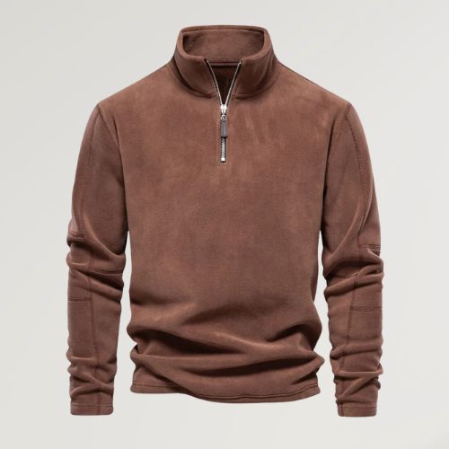Men's Quarter-Zip Long-Sleeve Fleece Pullover