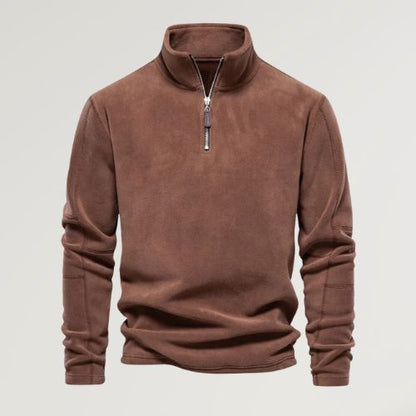 Men's Quarter-Zip Long-Sleeve Fleece Pullover