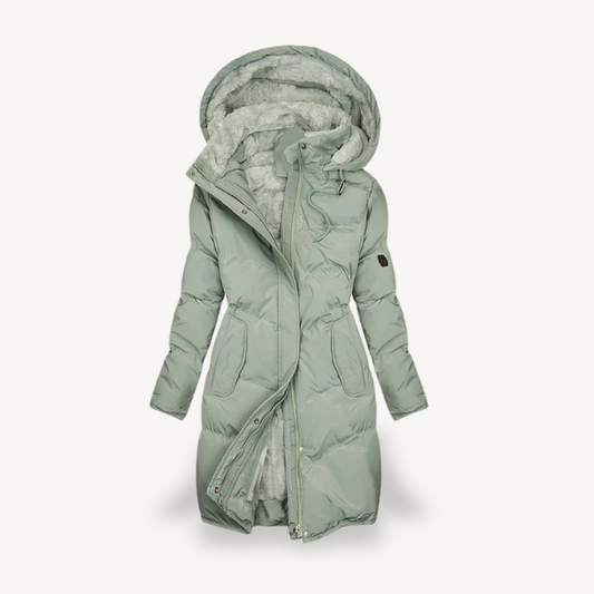 Damen Winterjacke Lang Kapuze Weich Isoliert - IdealeKleiden