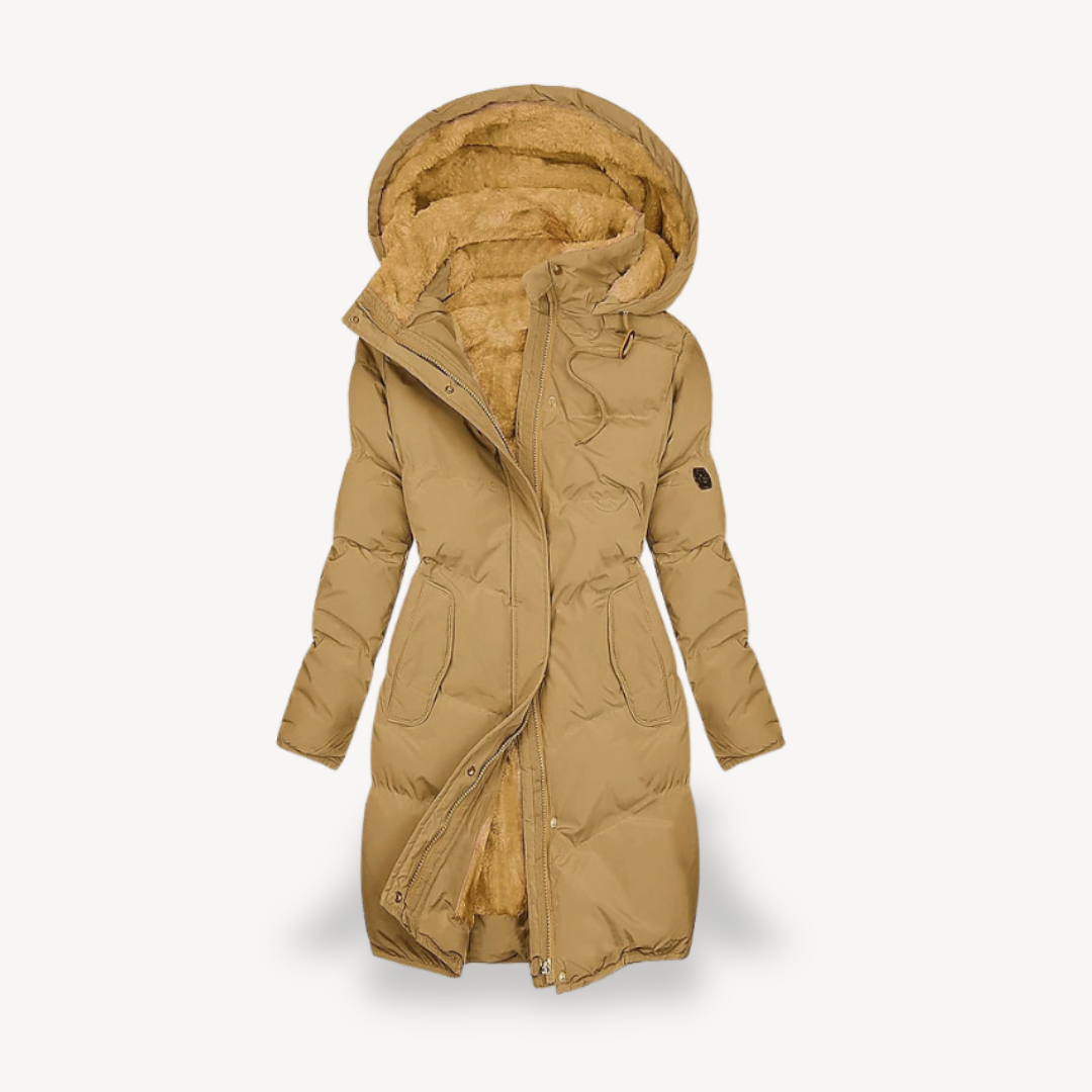 Women's Long Winter Jacket Hooded Soft Insulated