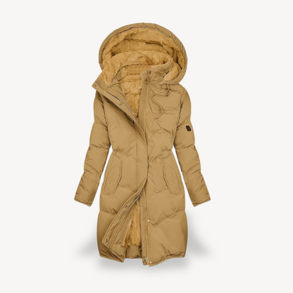 Women's Long Winter Jacket Hooded Soft Insulated