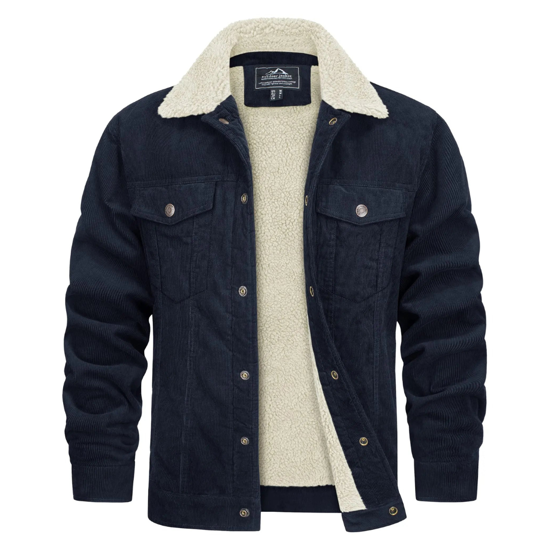 Men's Winter Jacket Cord Fleece Lined Warm