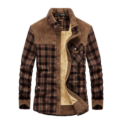 Men's Warm Plaid Fleece Overshirt Jacket