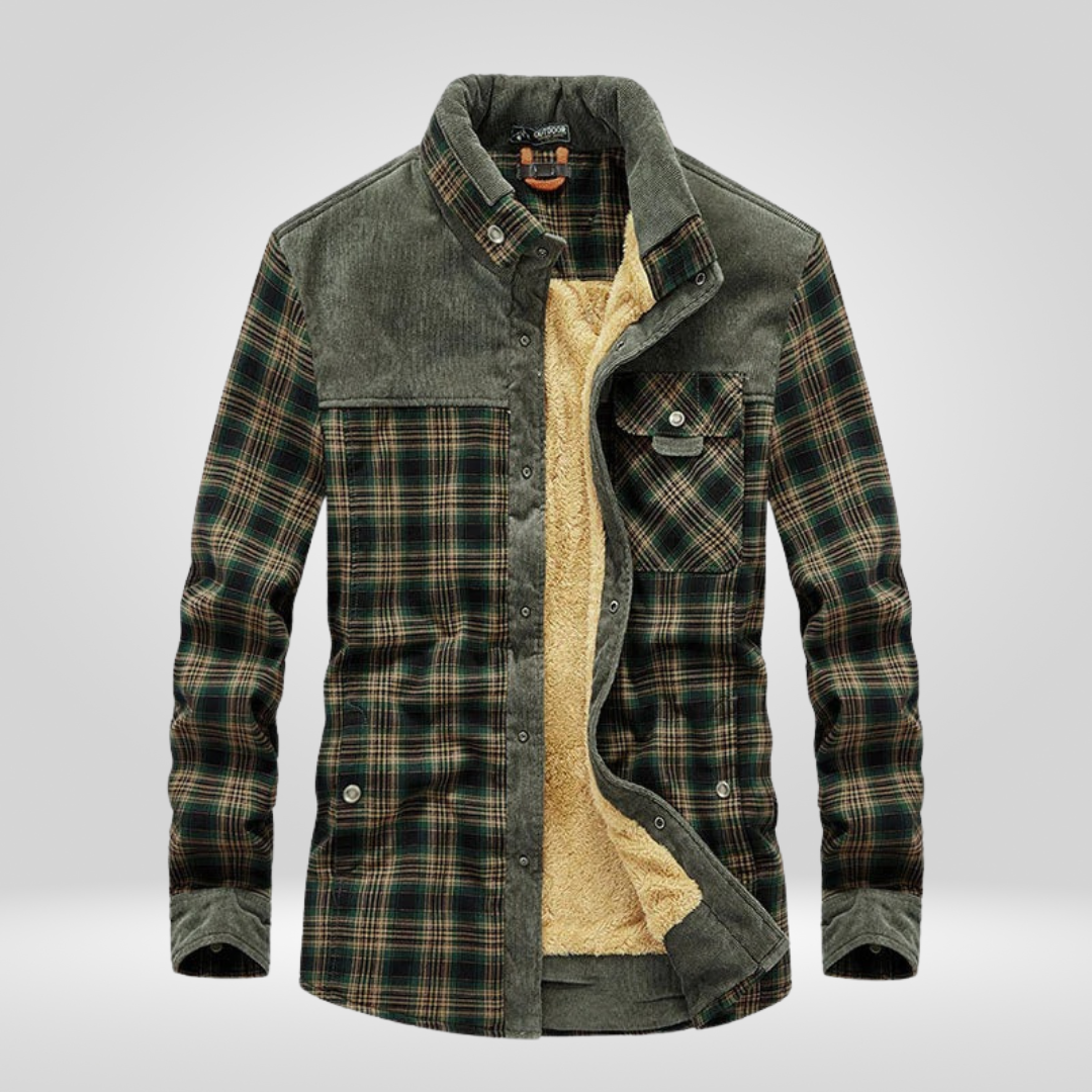 Men's Warm Plaid Fleece Overshirt Jacket