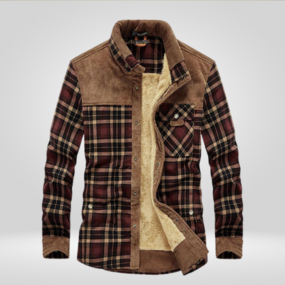 Men's Warm Plaid Fleece Overshirt Jacket