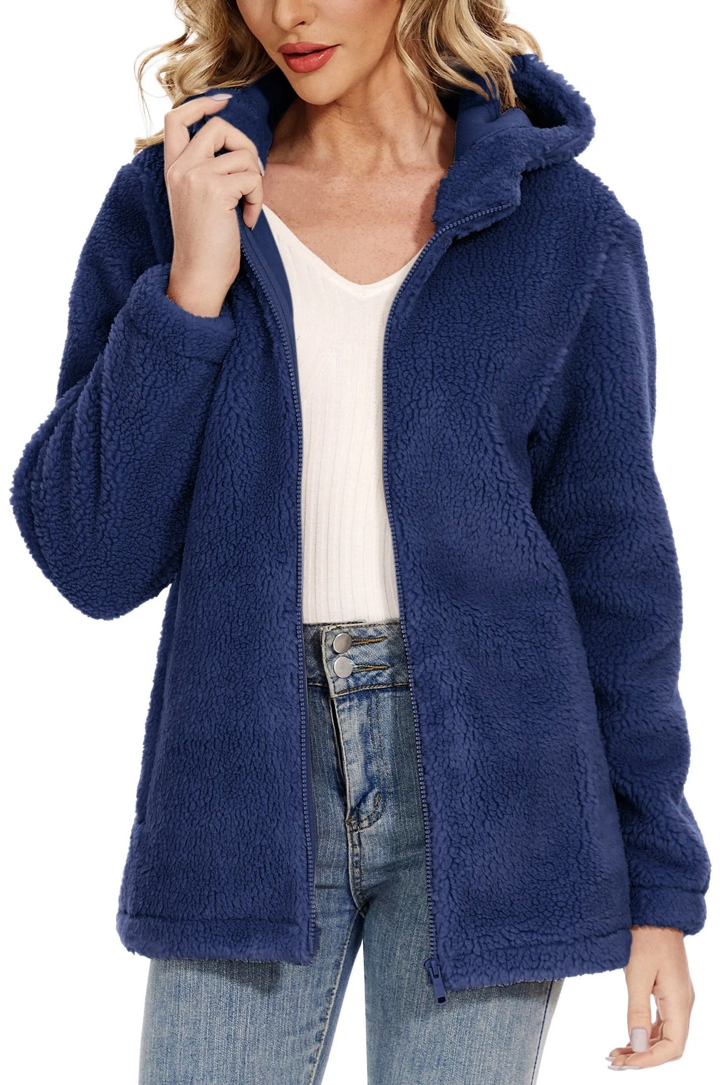 Damenschleicher Fleece Jacke mit Kapuze