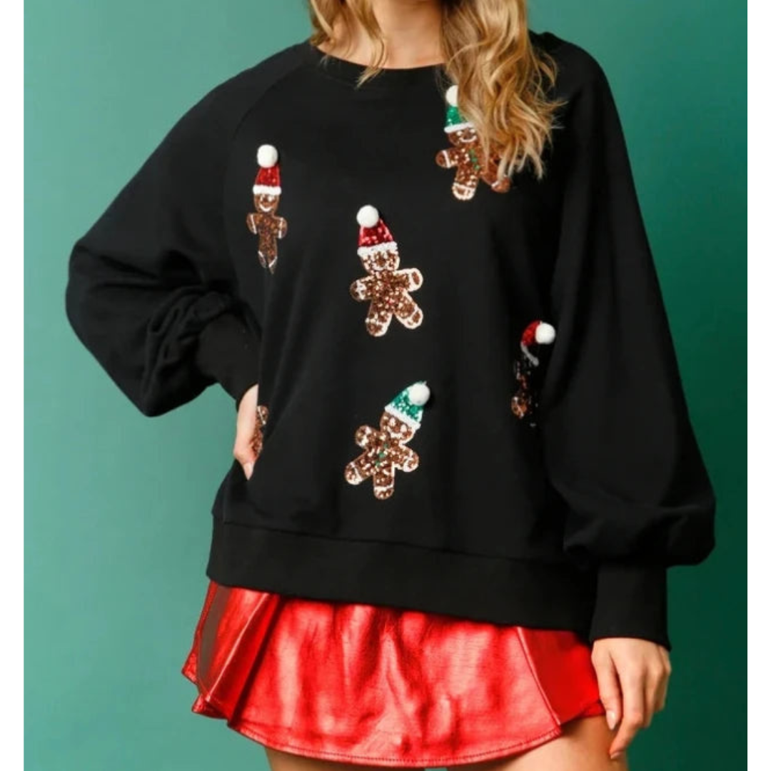 Women's Warm Sequin Pom-Pom Christmas Jumper