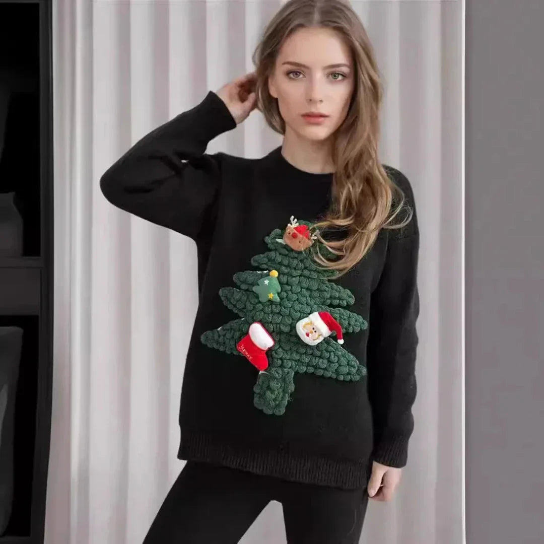 Women's Christmas Sweater 3D Tree Design