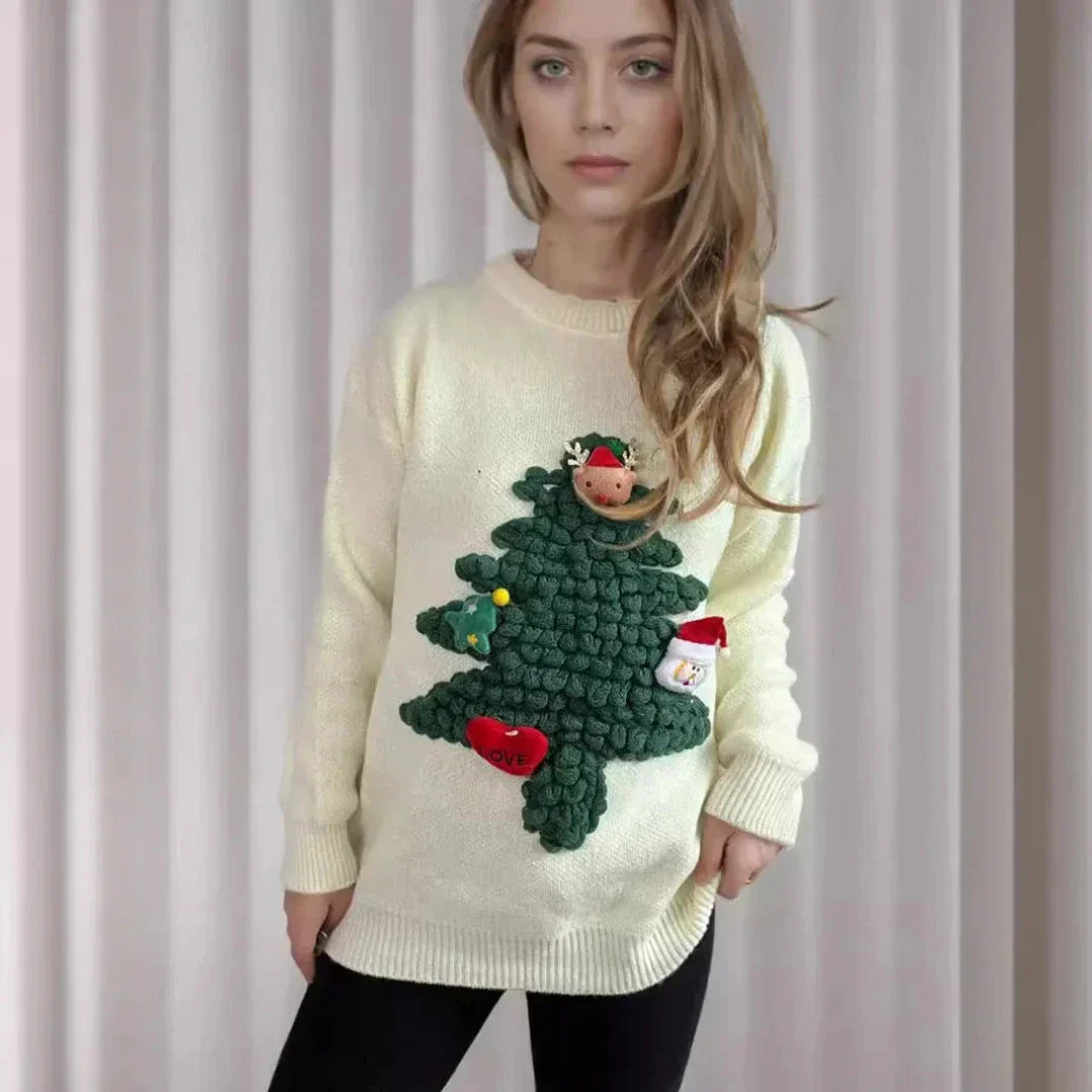 Women's Christmas Sweater 3D Tree Design