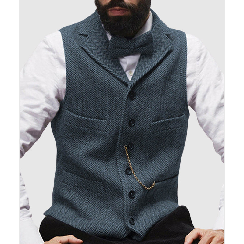 Elegant Women's Dress Slim Fit Wool Pattern Herringbone Pattern
