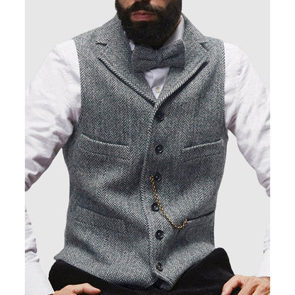 Elegant Women's Dress Slim Fit Wool Pattern Herringbone Pattern