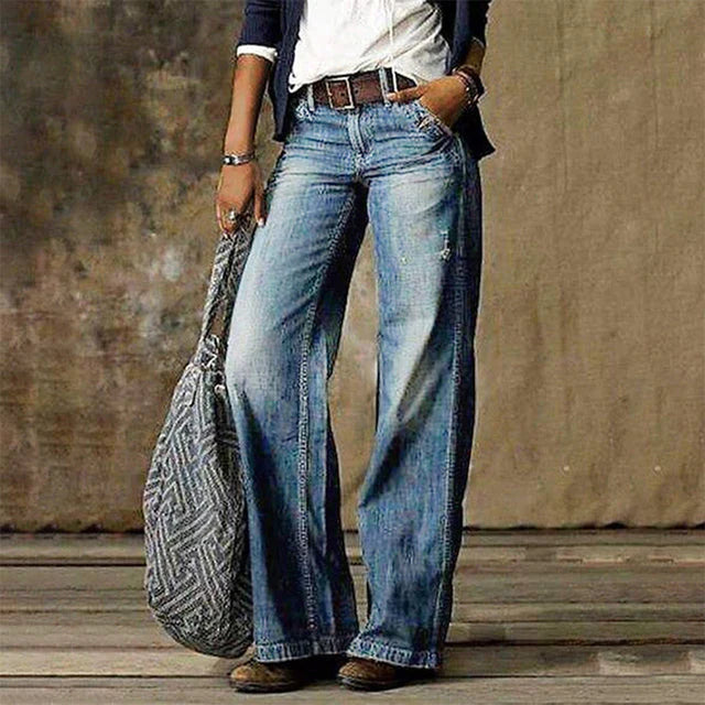 Weite Denimhose mit Komfort-Schnitt - IdealeKleiden