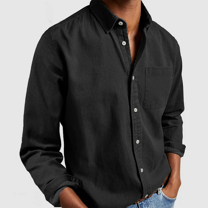 Men's Long-Sleeve Casual Shirt with Chest Pocket