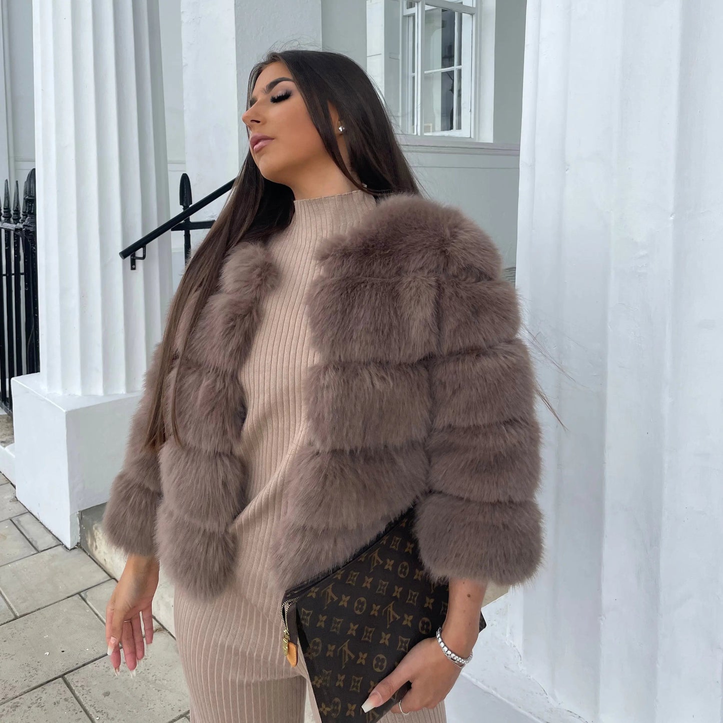 Luxury Faux Fur Jacket Elegant Women's