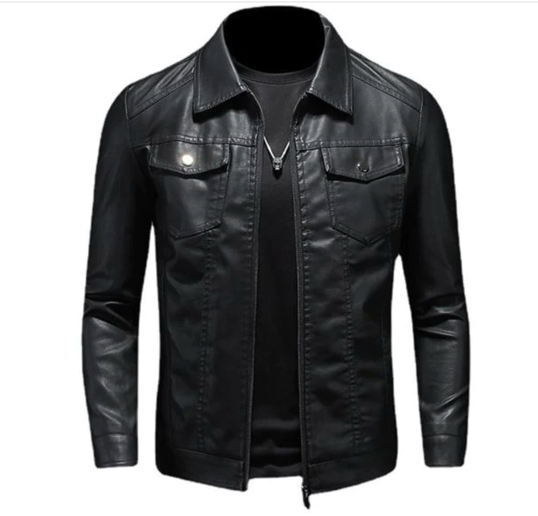 Lederjacke Herren Classic Bikerstyle - IdealeKleiden