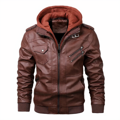 Men's Leather Motorcycle Jacket Black