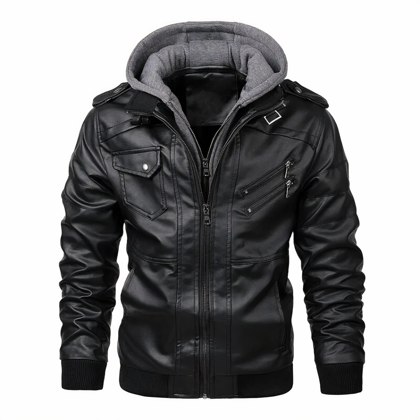 Men's Leather Motorcycle Jacket Black