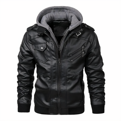 Men's Leather Motorcycle Jacket Black