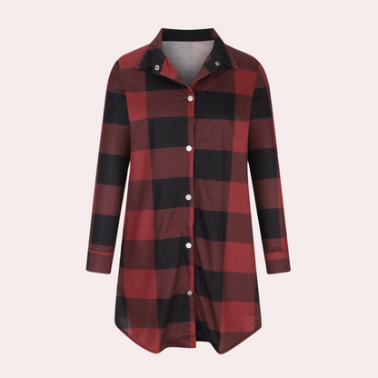 Women's Plaid Midi-Length Autumn Jacket