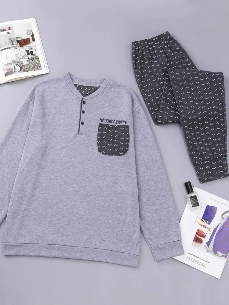 Comfortable Men's Long-Sleeve Pajama Set