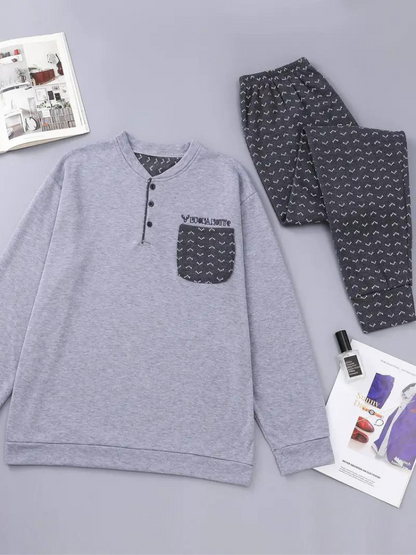 Comfortable Men's Long-Sleeve Pajama Set