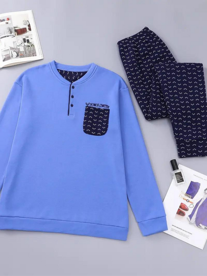 Comfortable Men's Long-Sleeve Pajama Set