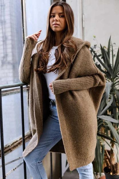 Women's Knitted Cardigan Oversized Hooded Comfortable