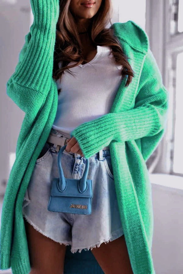 Women's Knitted Cardigan Oversized Hooded Comfortable