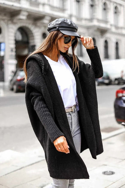 Women's Knitted Cardigan Oversized Hooded Comfortable
