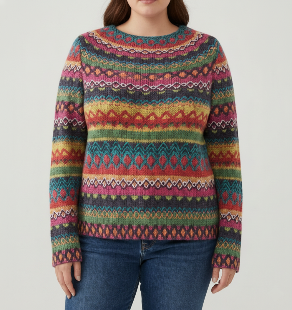 Women's Multicolor Plaid Knit Sweater Plus Sizes