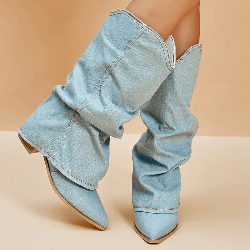 Fashion Boots Knee High Denim