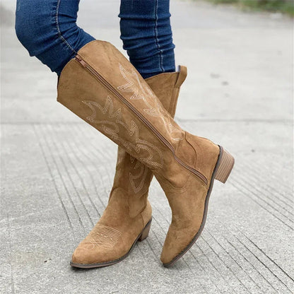 Cowboy boots suede Western design mid-height