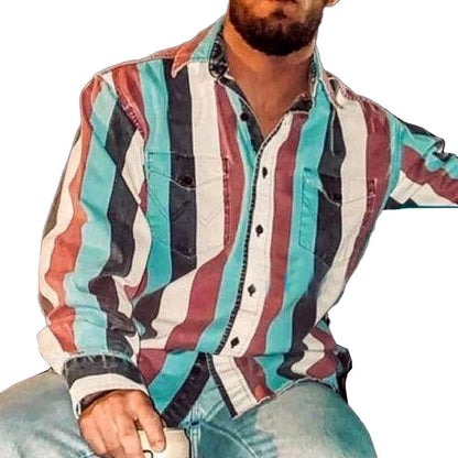 Men's Shirt with Buttons Loose Fit Striped