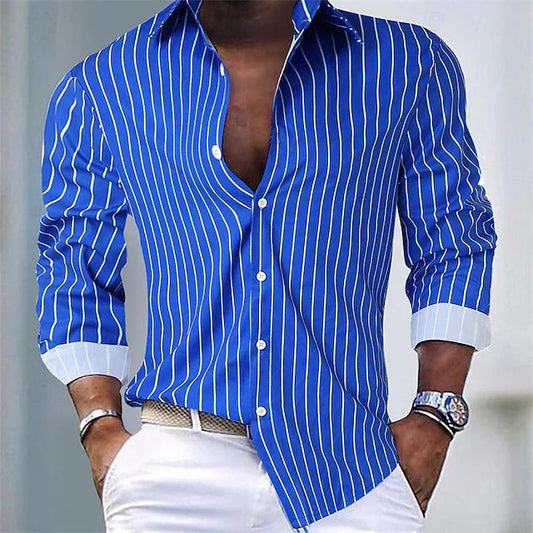 Herren Hemd Slim Fit Streifen Langarm - IdealeKleiden