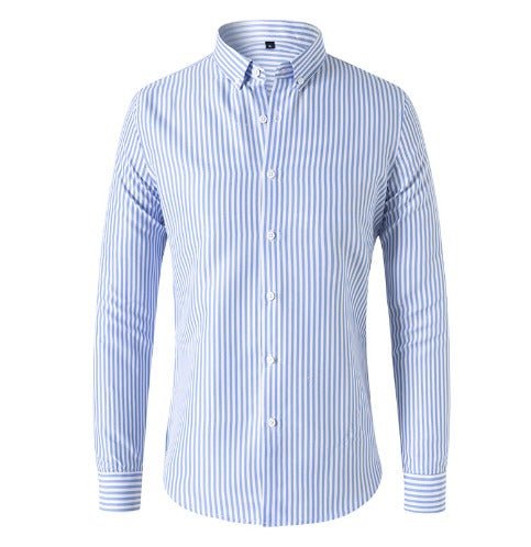 Men's Striped Long-Sleeve Button-Down Shirt